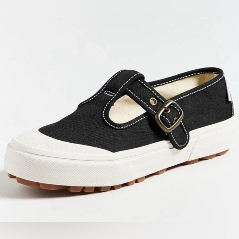 NEW VANS STYLE 93 BLACK CANVAS WHITE RUBBER MARY JANE SNEAKERS BUCKLE SZ 9.5 - Picture 5 of 13
